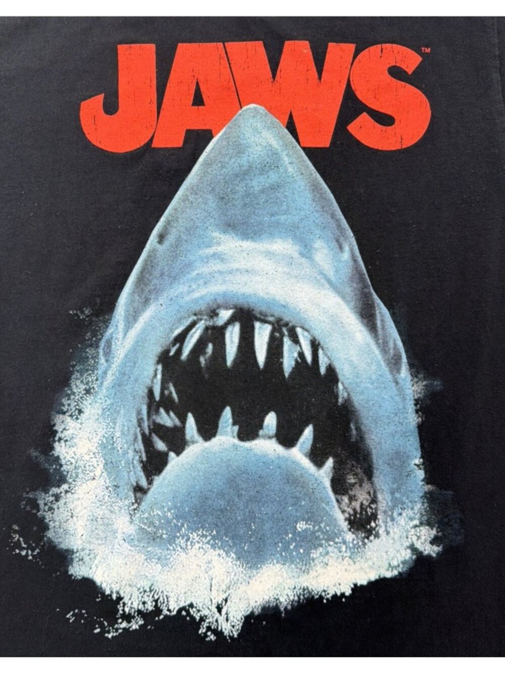 Small Black Jaws Classic Shark Movie Poster Graphic Cotton T-Shirt